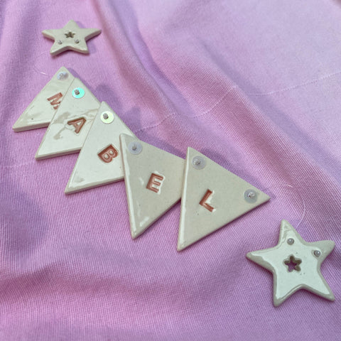 Personalised Bunting: Beads, Sequins + Star Ends